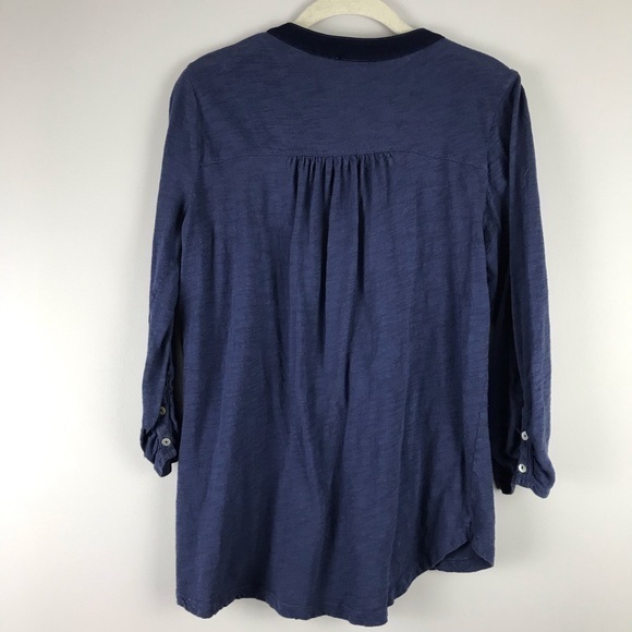 Anthropologie‎ Meadow Rue Navy Blue Amira Tunic Button Bib Medium - Picture 8 of 13